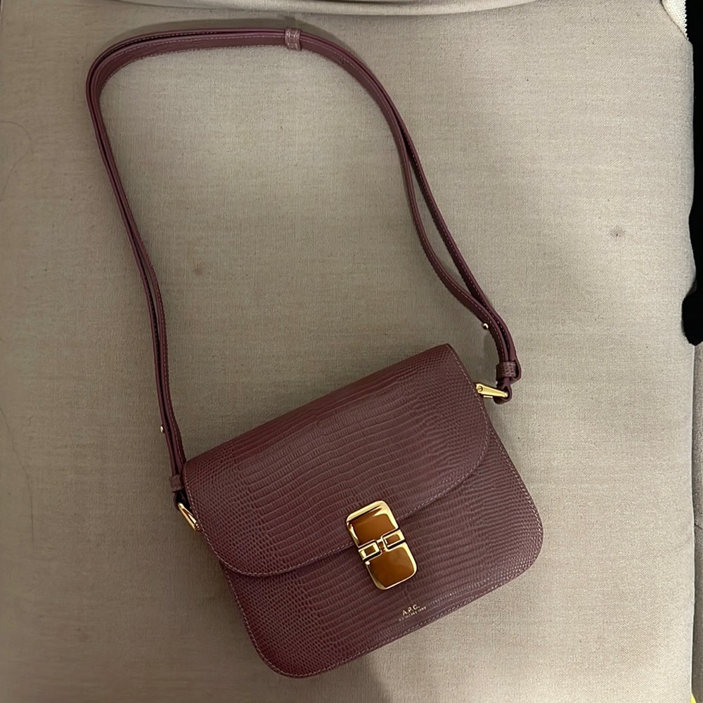 APC small purple grace bag, alligator texture